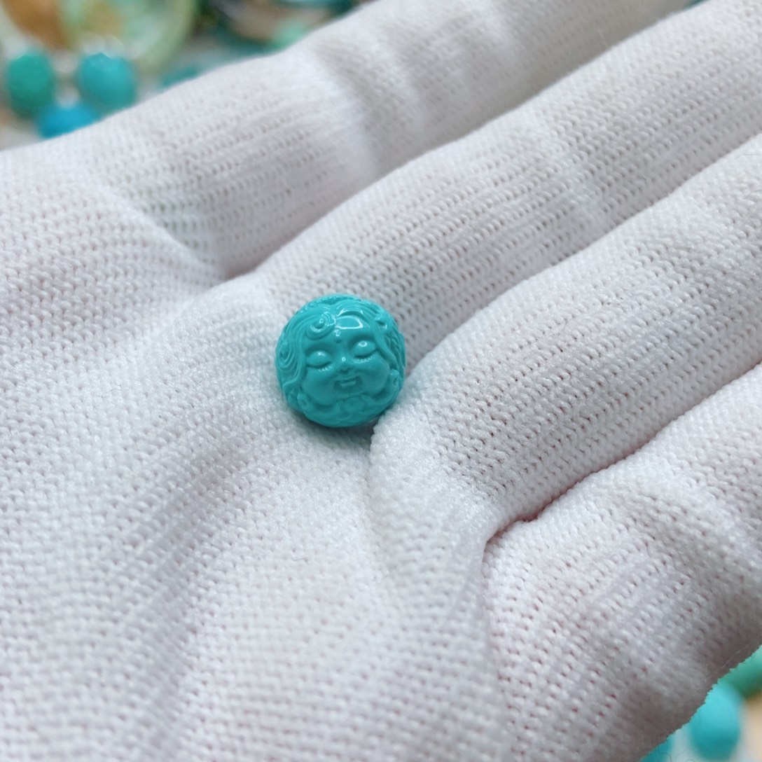 绿松石未镶嵌美人鱼圆珠