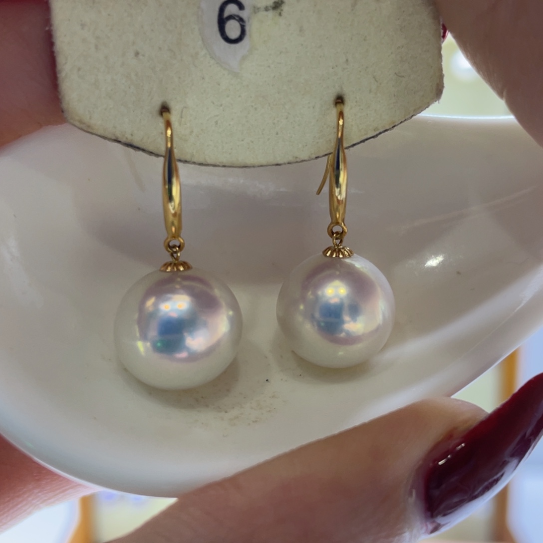 淡水珍珠耳饰18K金镶嵌