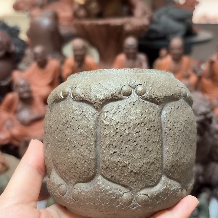 紫砂茶宠石鼓壶承