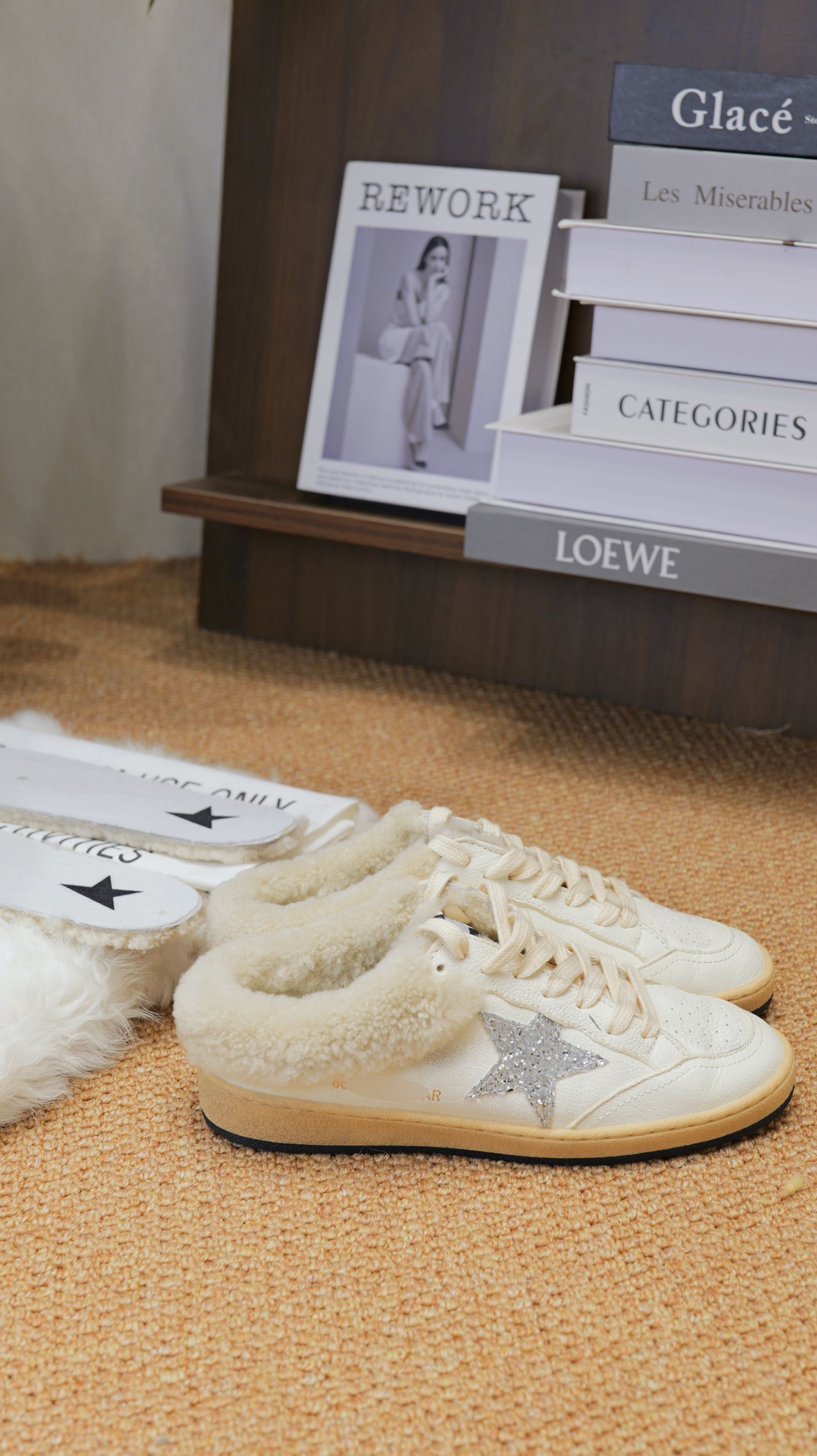 秋冬新款ballstar系列小脏鞋内增高半拖羊羔毛里脏脏鞋女款6S