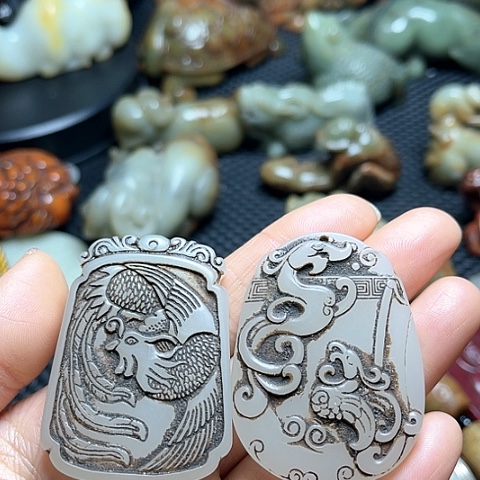 白玉菩提吊坠摆件