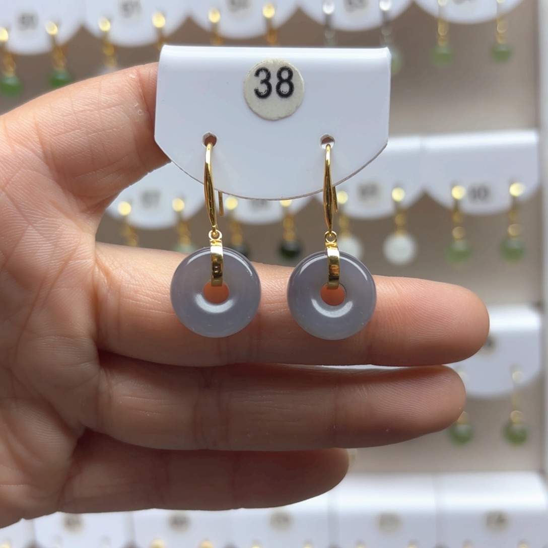 和田玉耳饰银S925镶嵌