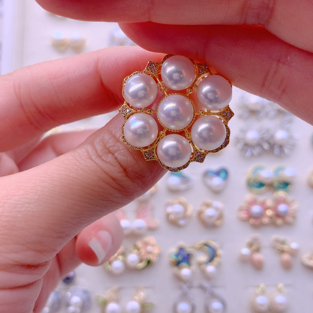 合金耳饰淡水珍珠