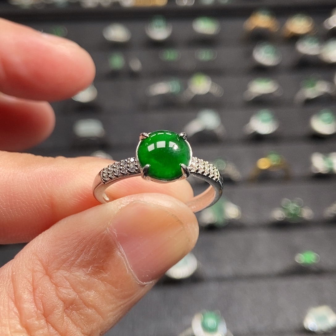 翡翠银S925镶嵌戒指