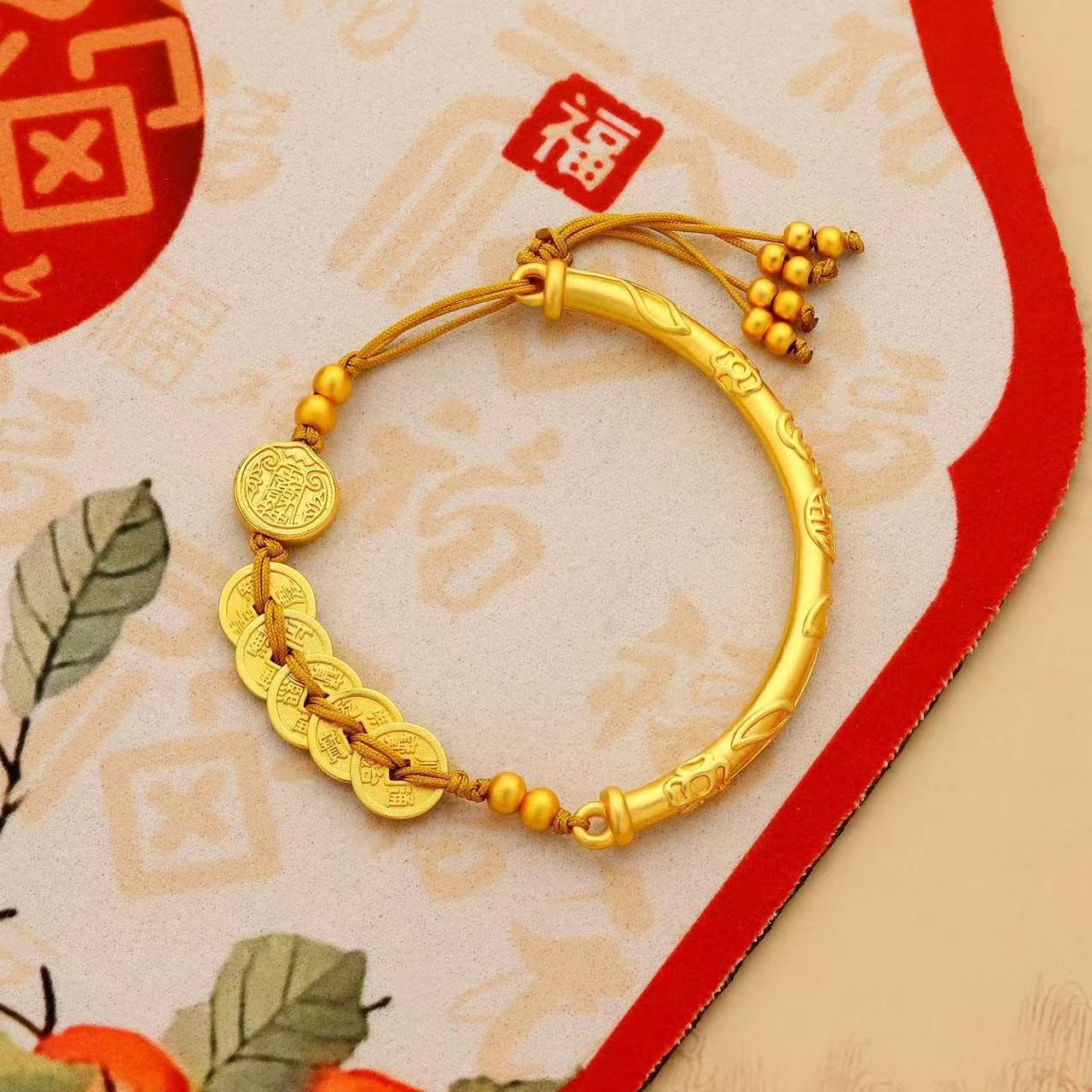 铜合金手链 五帝钱手链半手镯款式女款国风手链