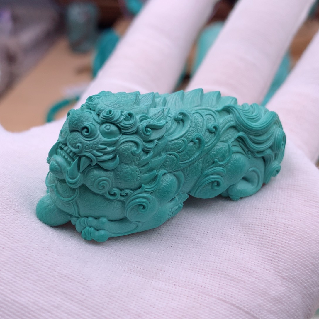 绿松石珠宝奇石未镶嵌飞天貔貅