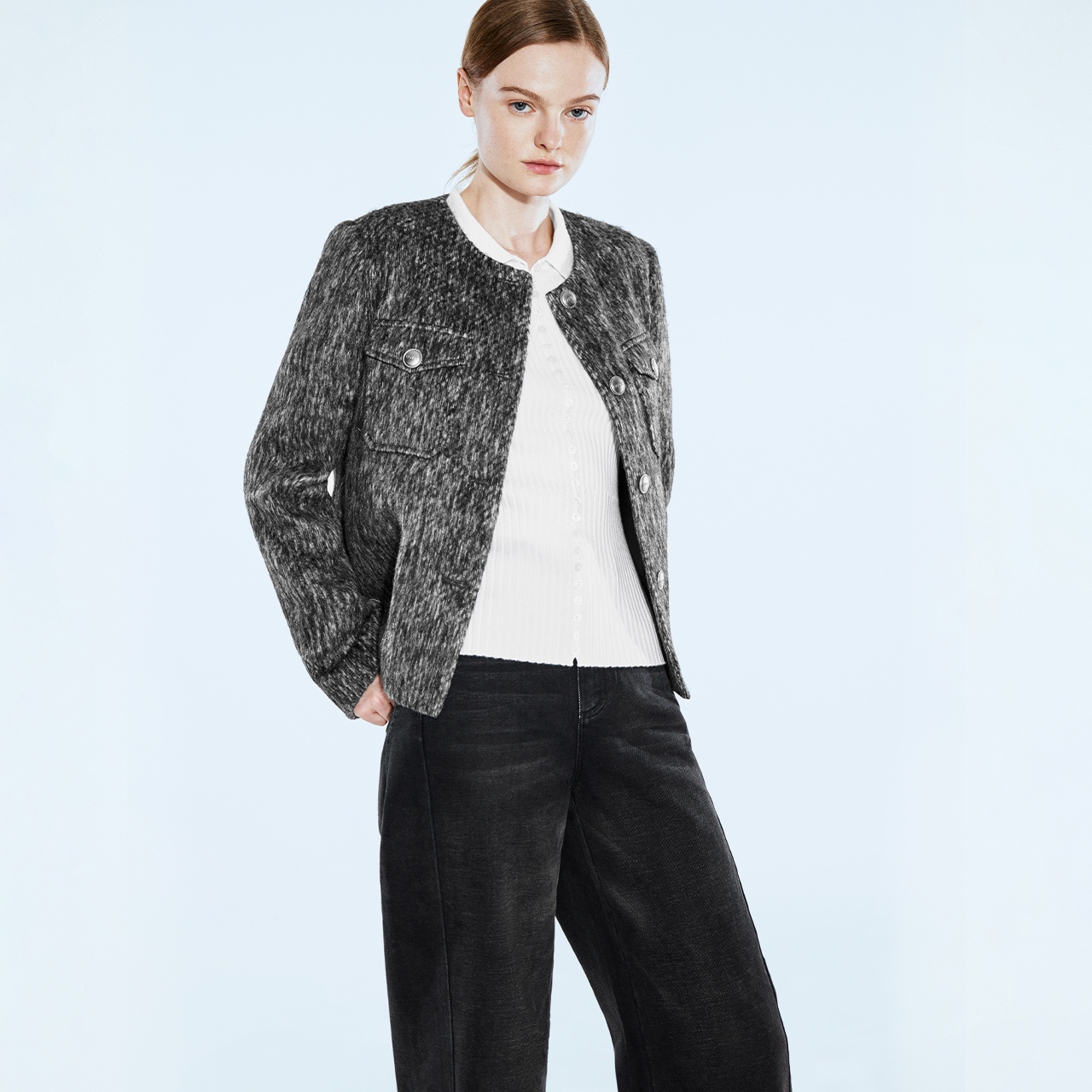 COVERINS2025春季复古精裁羊毛时尚百搭针织小香风外套CC35110110