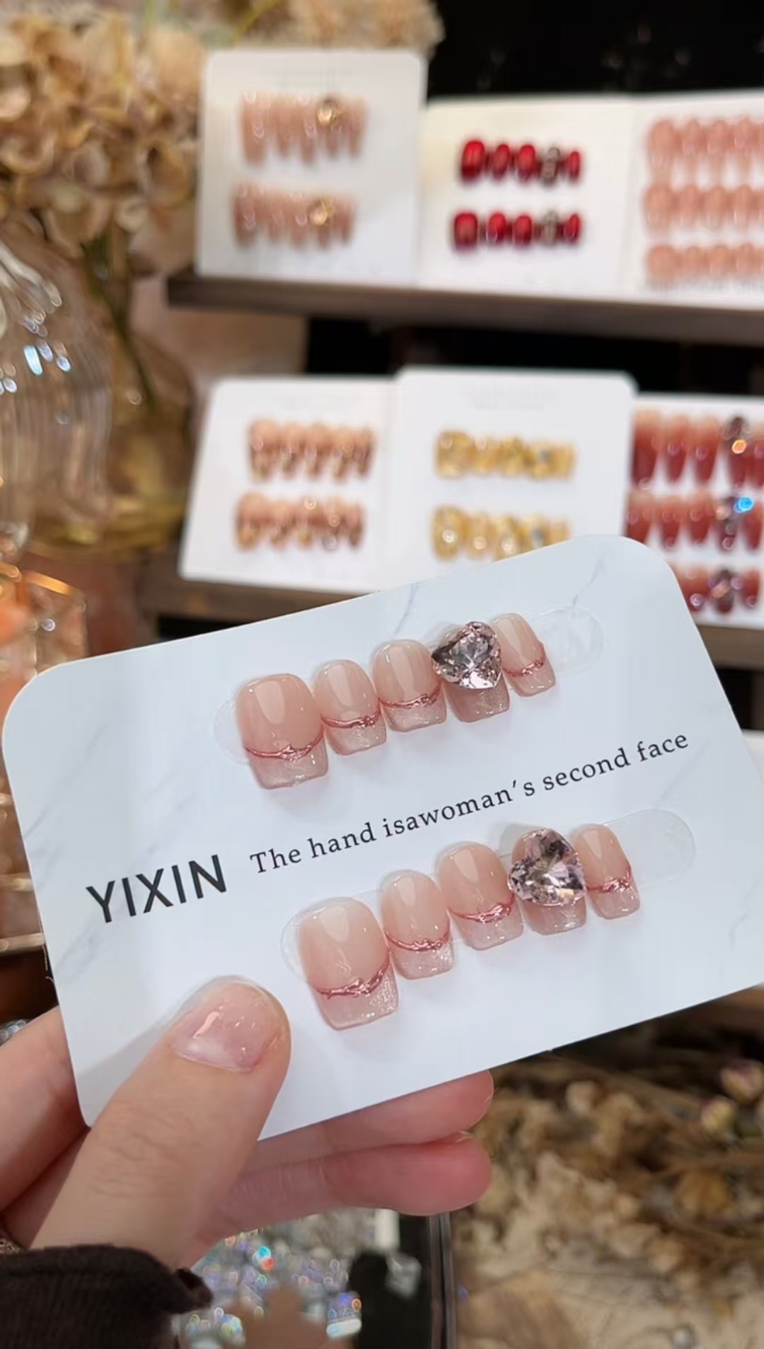 大爱-现货48H飞 壹心纯手工穿戴甲 可拆卸假指甲贴10片装