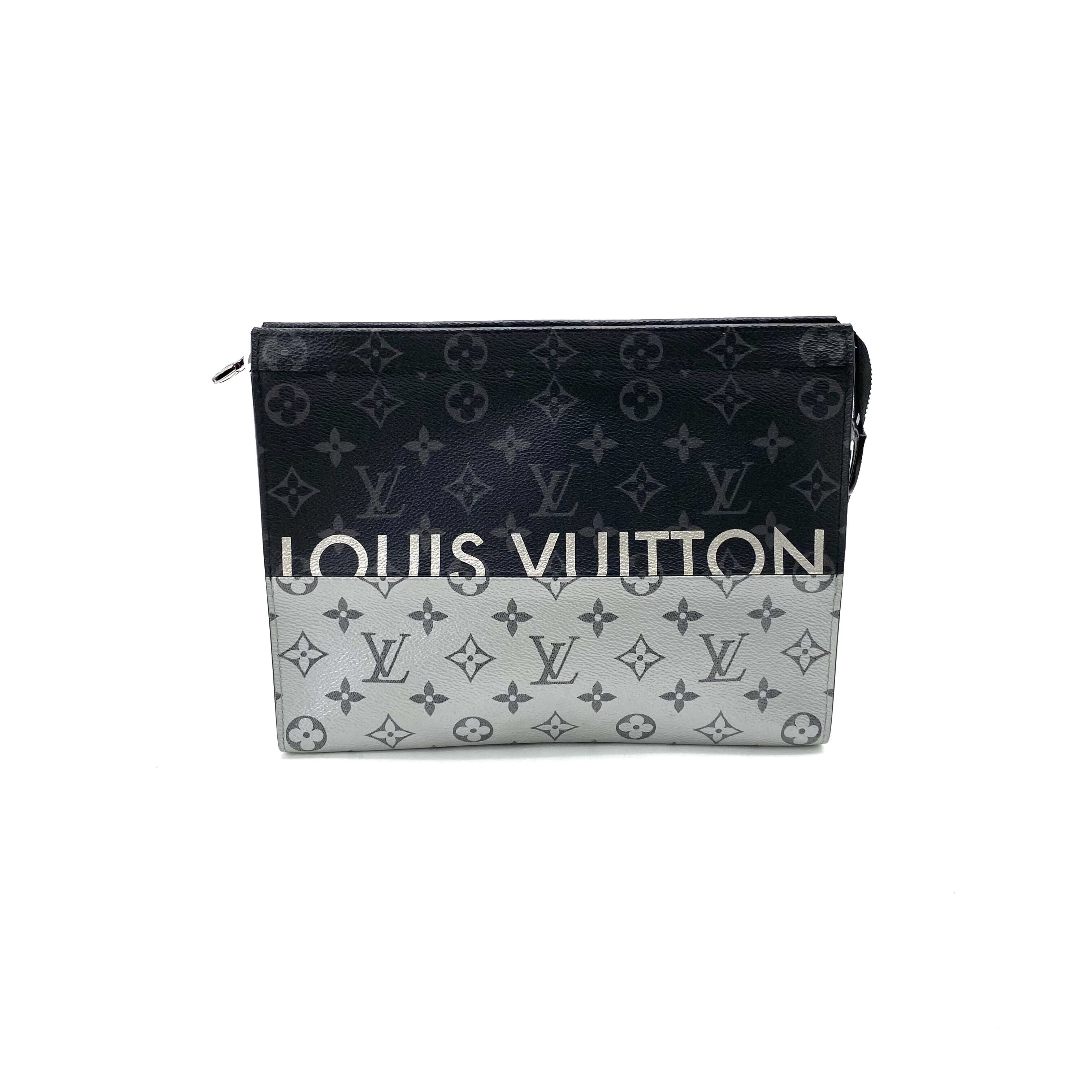 99新 LV LV 限量秀款黑银拼接洗漱手拿包 尺寸27/21