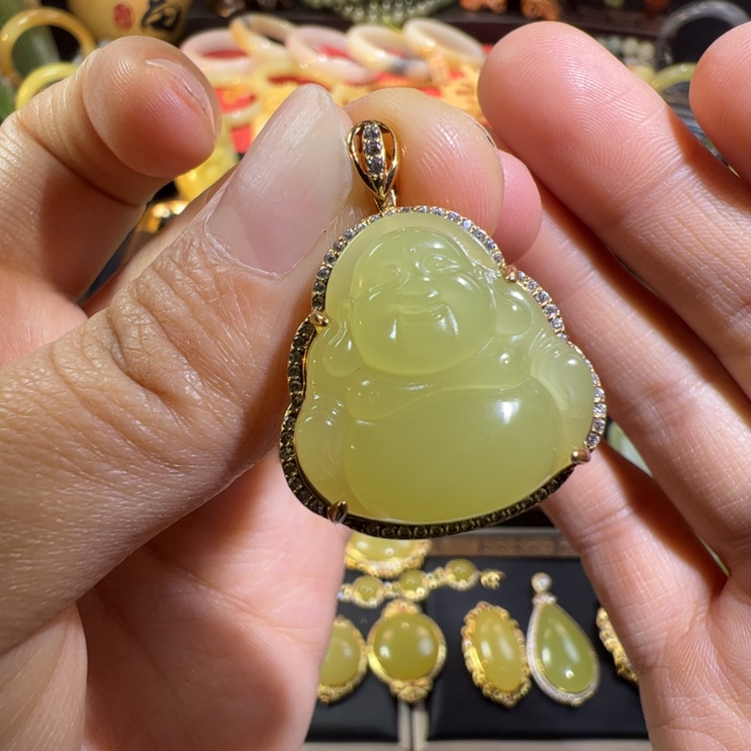 和田玉银S925镶嵌颈饰