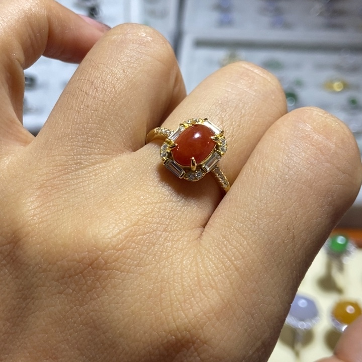 翡翠戒指银S925镶嵌戒指