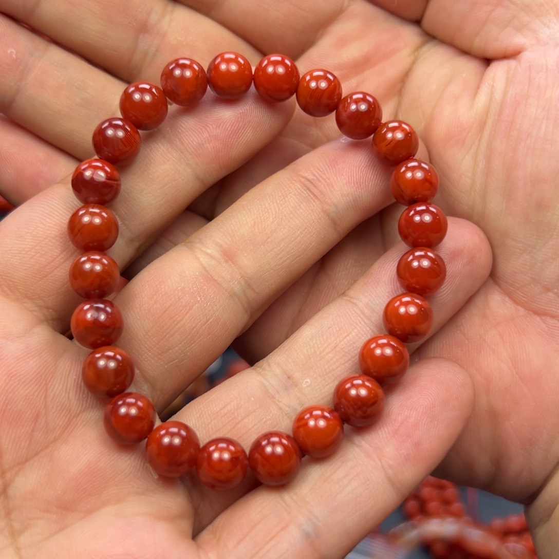 南红玛瑙未镶嵌火焰纹手串 8+