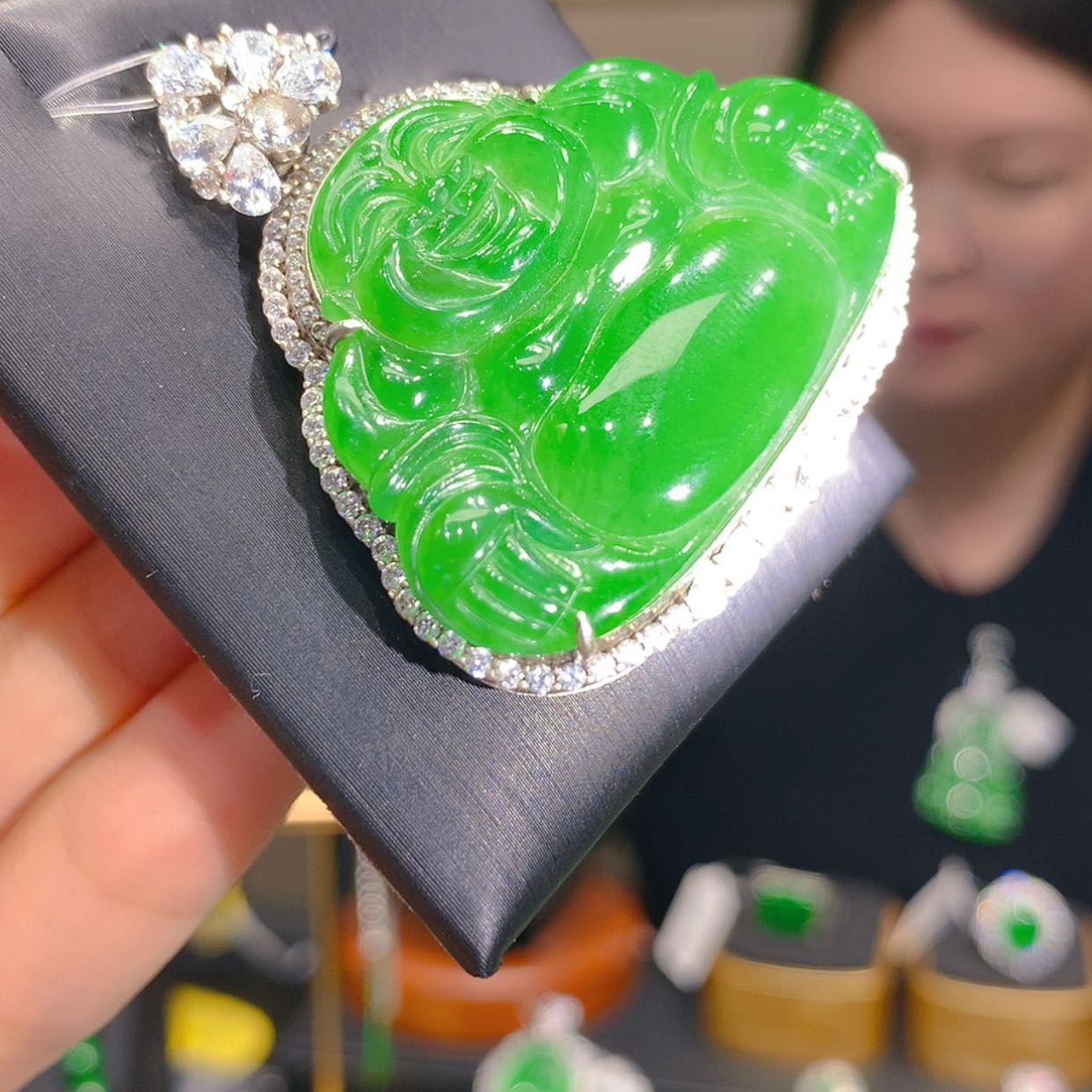 【闪购商品】翡翠颈饰银S925镶嵌4柒姐