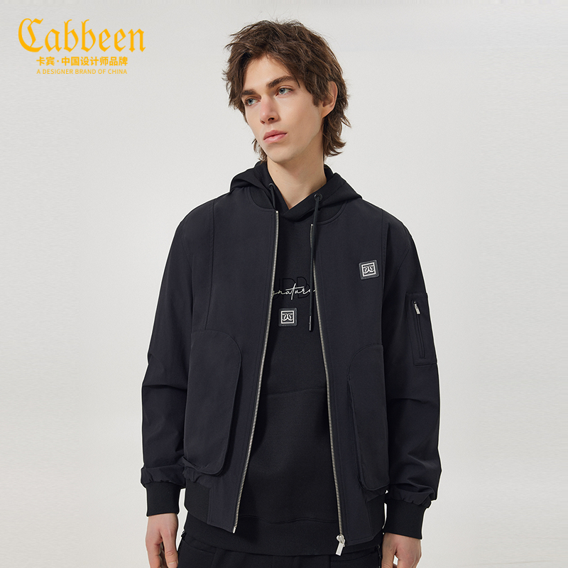 卡宾男装宽松夹克连帽秋冬秋季外套春秋款LOGO章仔上衣潮流街头H