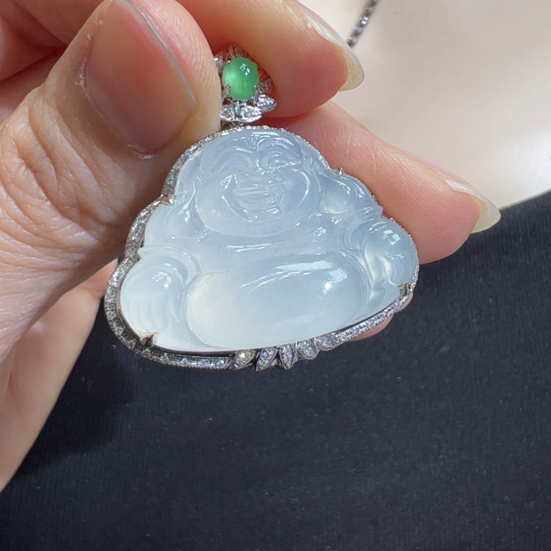 翡翠吊坠(不含链)18K金镶嵌