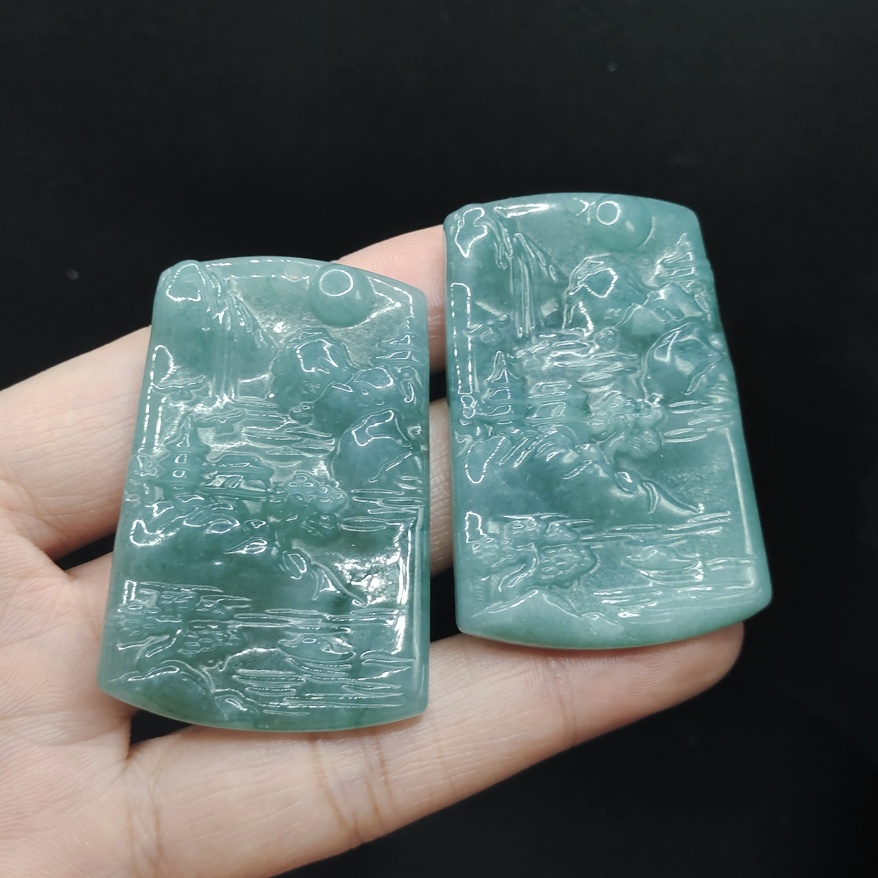 【老三珠宝】翡翠山水牌吊坠赠绳子SY06【多样性发其一】约51-34-5mm