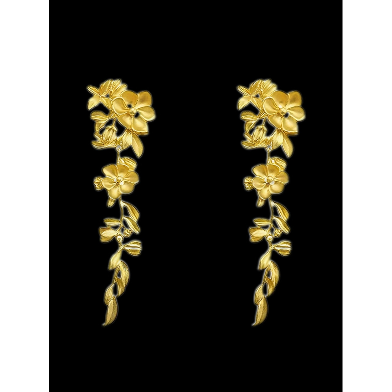 铜合金耳饰 【雅乔定制】金色大女主富贵花耳环YQTZ-250207