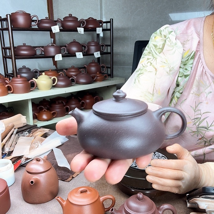 茶壶紫砂天青寒江150cc半手微瑕