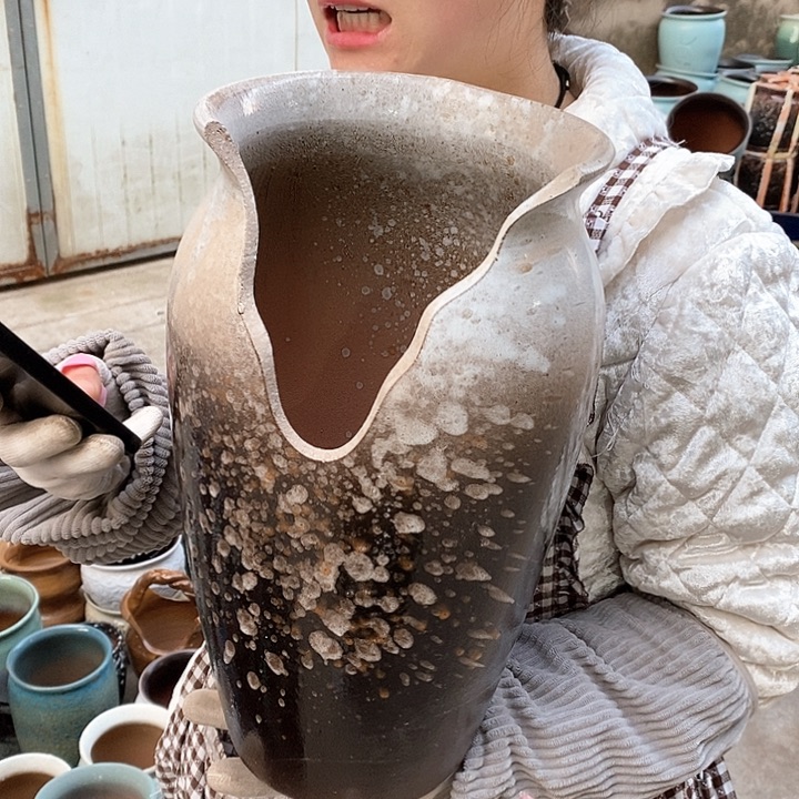 紫砂花盆瑕疵口19高35瑕疵