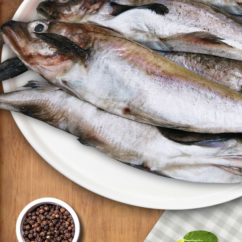 [明太鱼]俄罗斯进口船冻速冻鳕鱼锁鲜带头带内脏整条装 顺丰包邮