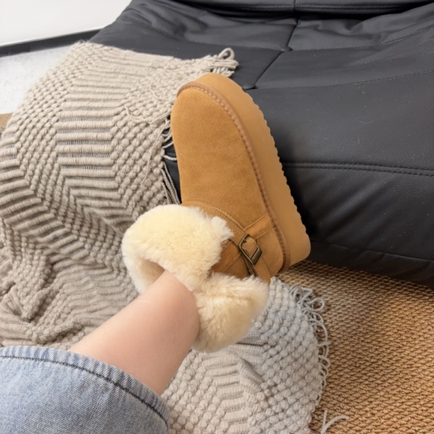[厚底骑士靴] 时尚百搭经典休闲皮毛一体冬季保暖加厚毛毛鞋休闲