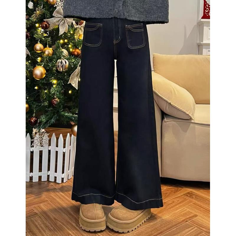 6296（图片以直播间实物为准）深蓝色牛仔裤女梨形身材宽松高腰