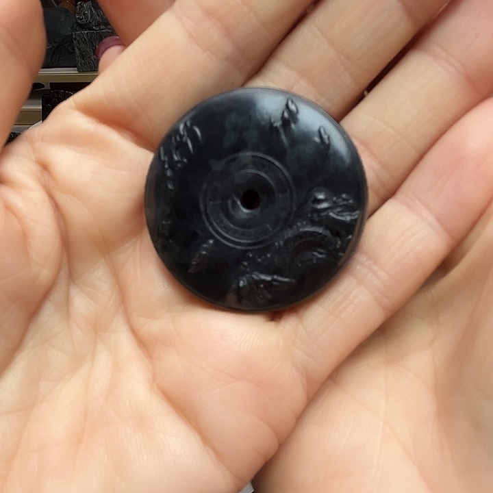 和田玉（墨玉）未镶嵌手链山水牌