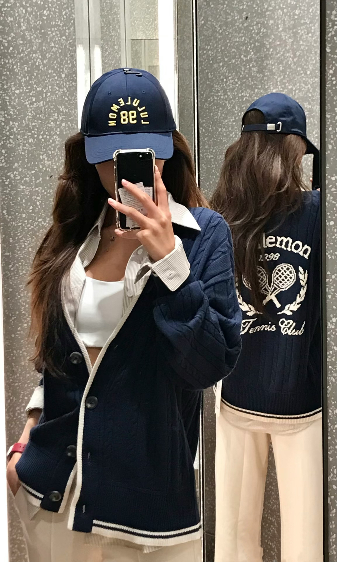 新款V领毛衣麻花开衫经典后背刺绣宽松休闲慵懒学院风毛衣外套