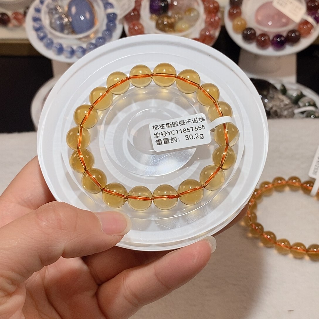 水晶手链未镶嵌大**耶J黄水晶手链