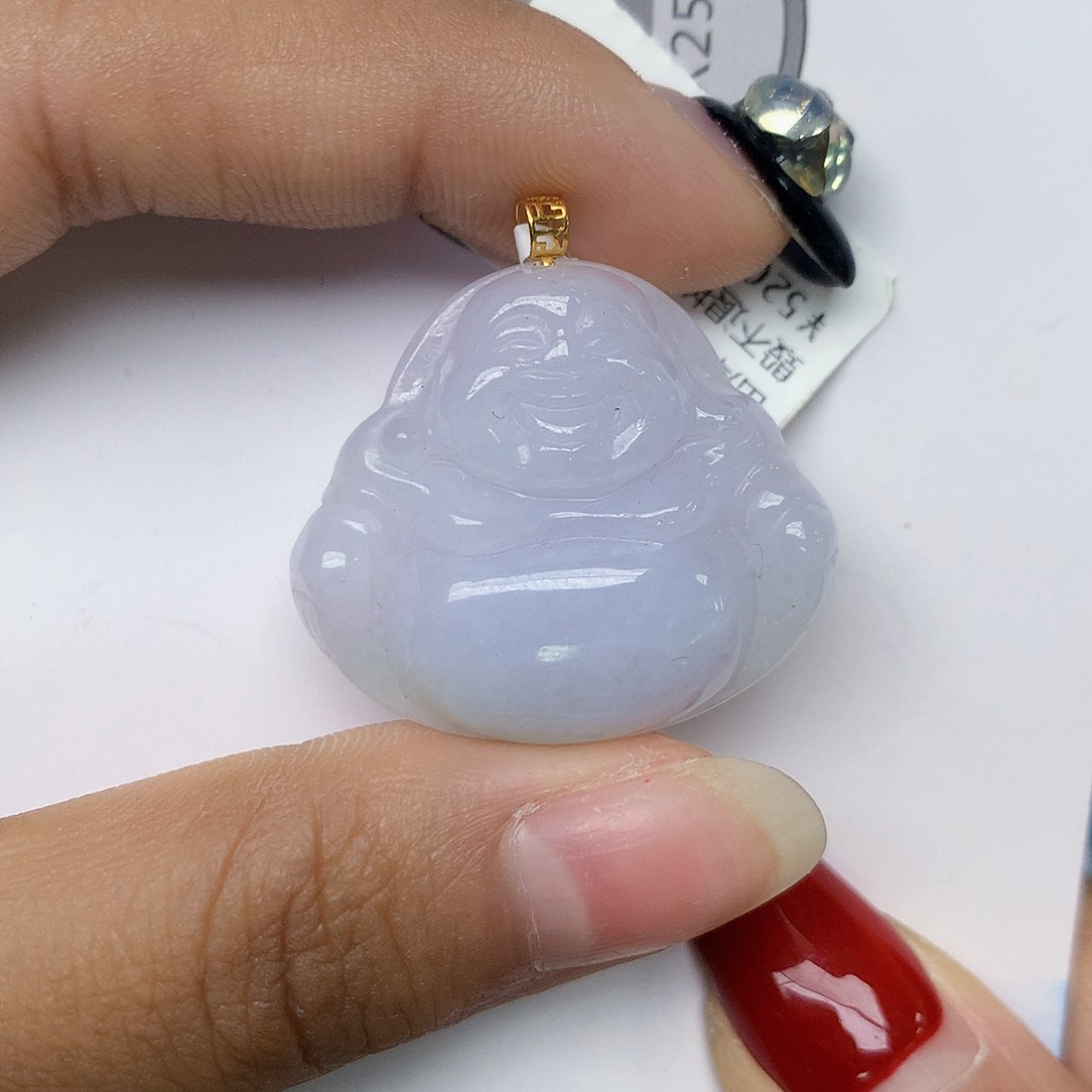 颈饰18K金镶嵌翡翠天然翡翠