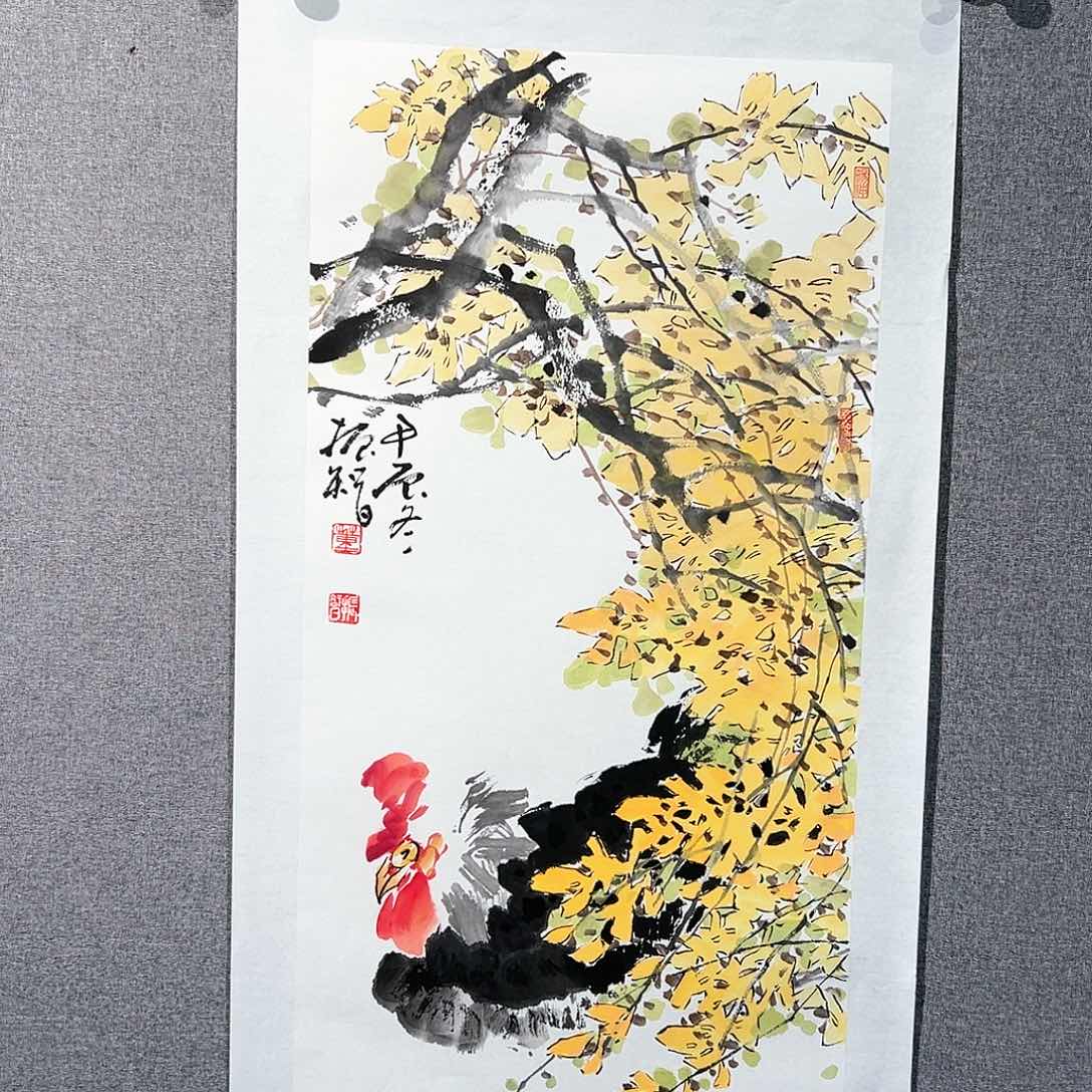 国画红袍画院手绘作品