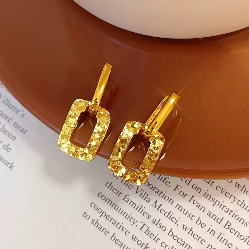 铜合金耳饰 【欣亿】铜合金耳饰 时尚龙鳞耳坠轻奢百搭精致镶嵌