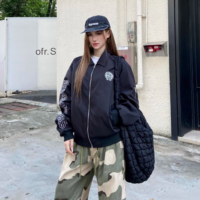 秋季美式潮流刺绣飞行夹克男高街ins潮2025新款棒球服短款外套女