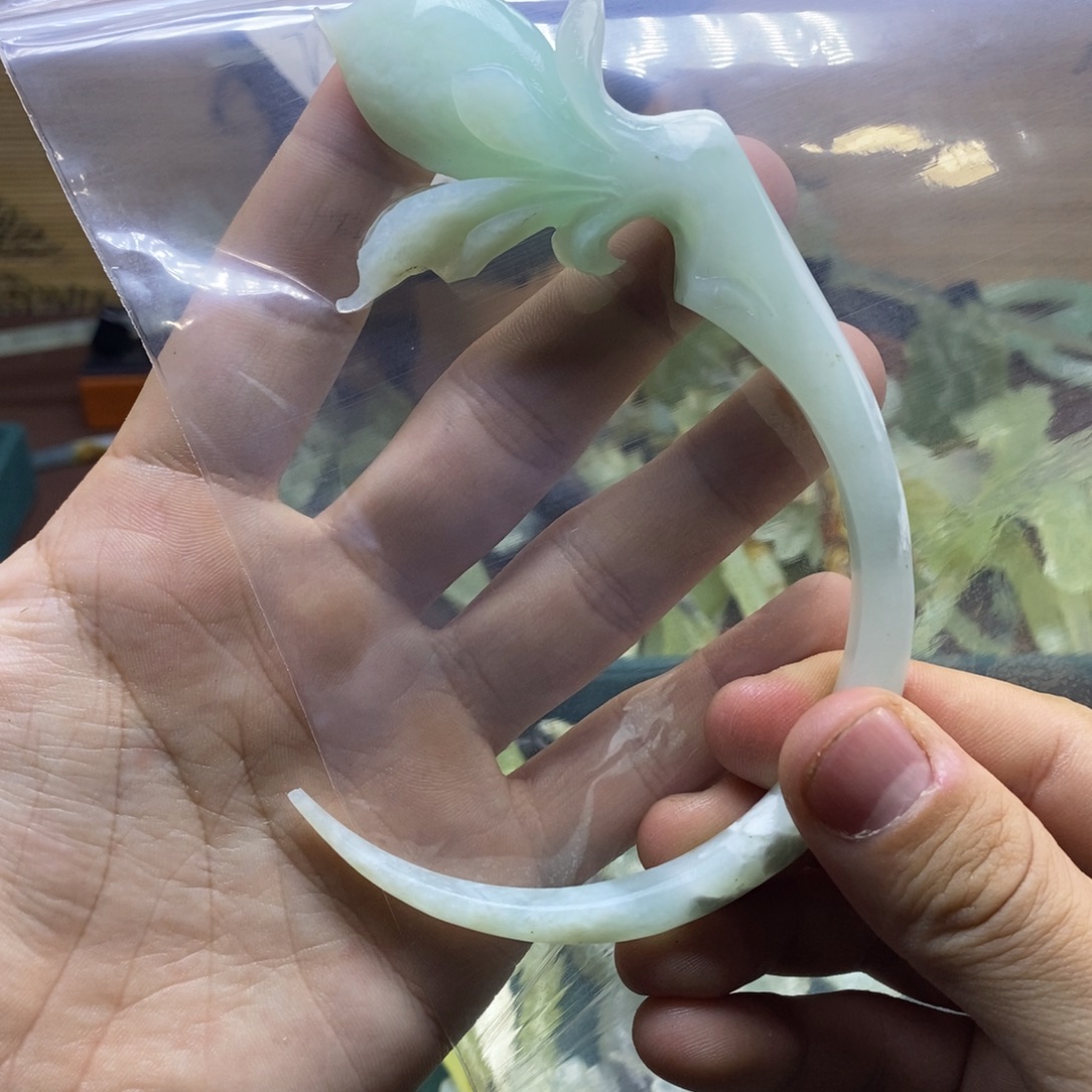 蓉***渡蛇纹石玉未镶嵌发饰