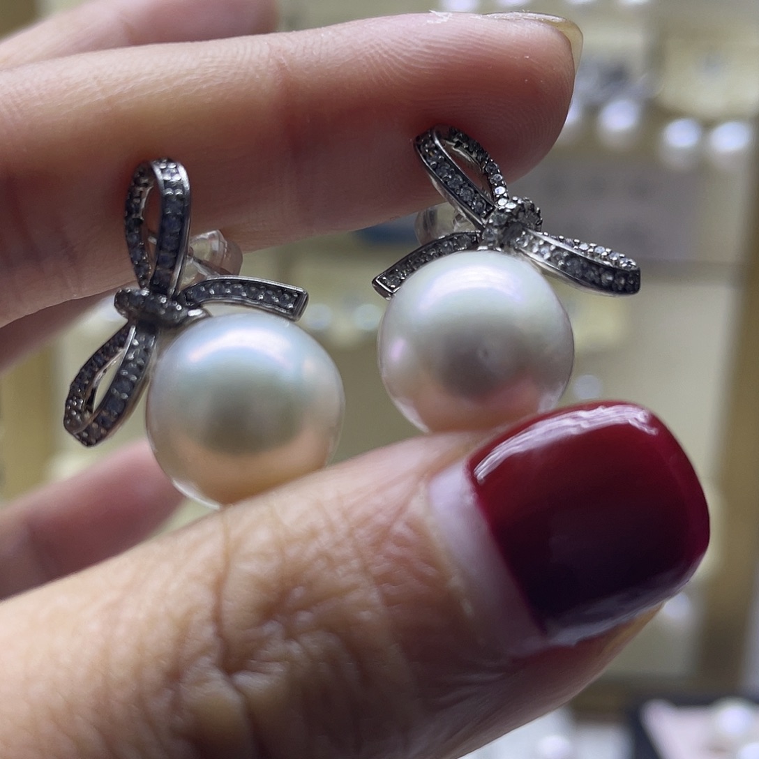 淡水珍珠耳饰银S925镶嵌