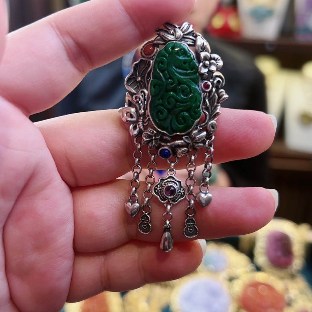 翡翠戒指/指环银S925镶嵌古风