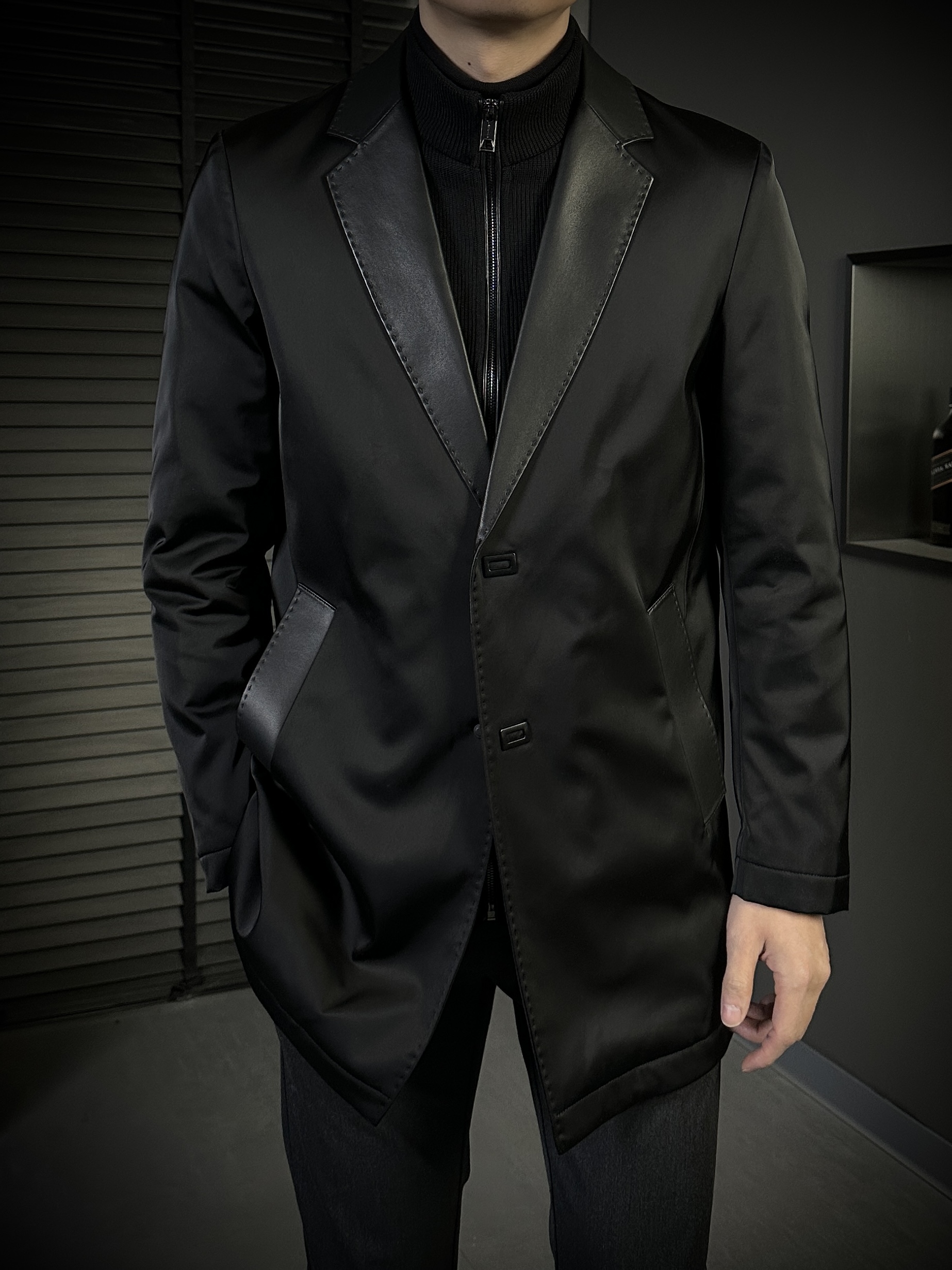 KING&GUCH【90鹅绒✚绵羊皮】秋冬新款可拆卸针织领羽绒外套25719