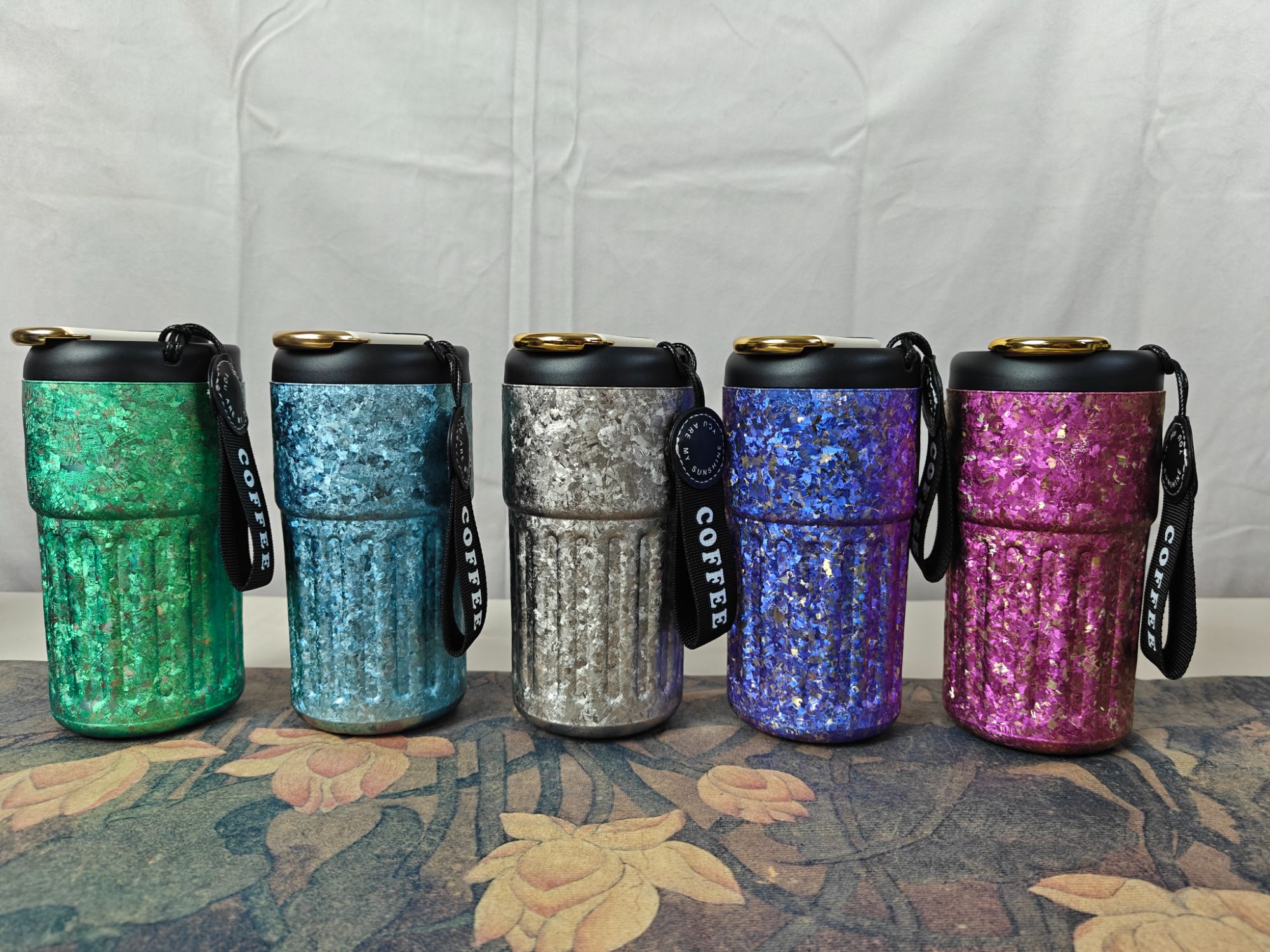 纯钛420ML条纹咖啡杯保温杯