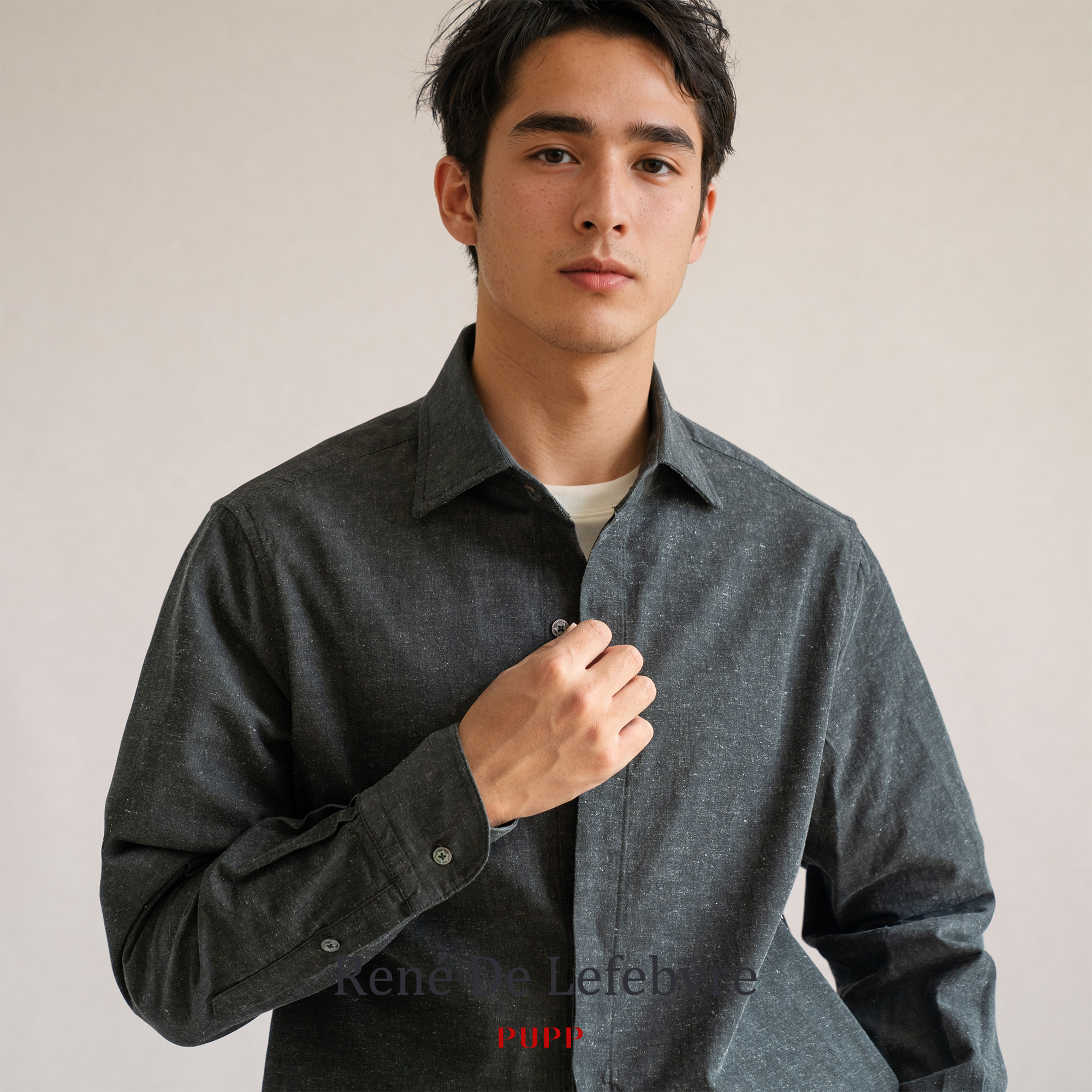 René De Lefebvre【臻裁系列】男士棉麻混纺纸和工艺衬衫外套夹克