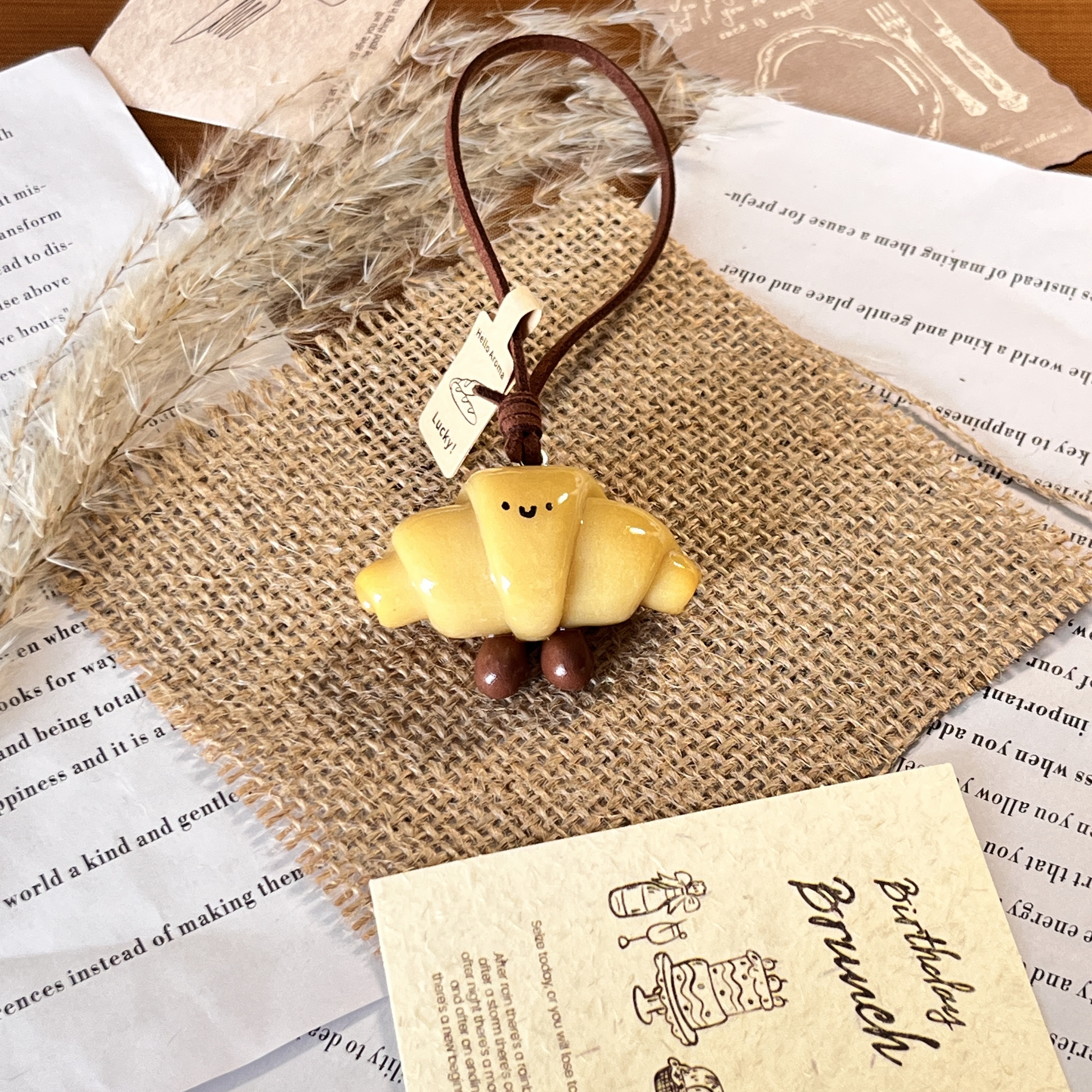 【包小汪】牛角包碱水面包挂件「手工制品 默认微瑕」