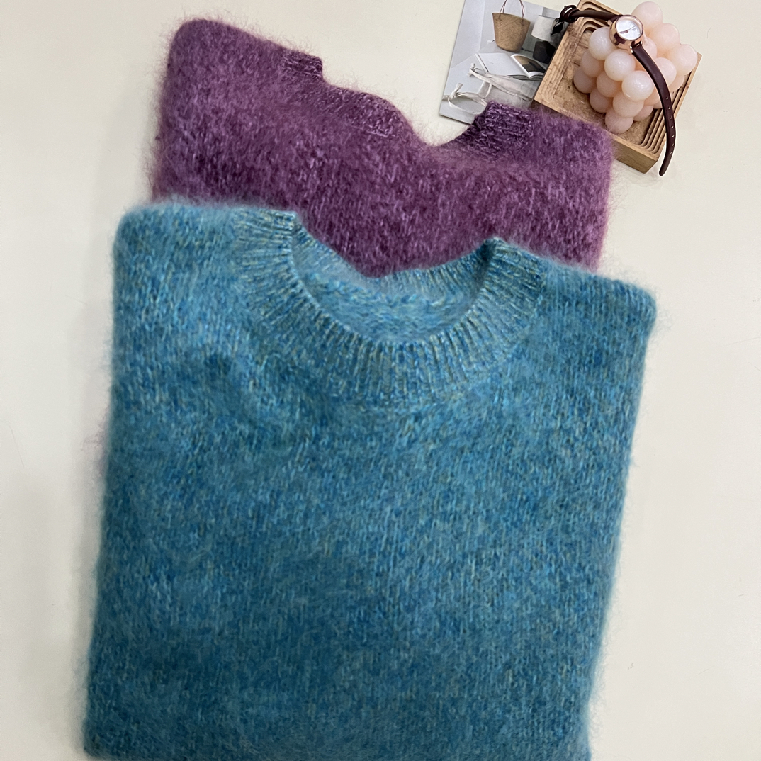 绒品 韩系花纱拉绒轻奢重工加厚套头针织衫