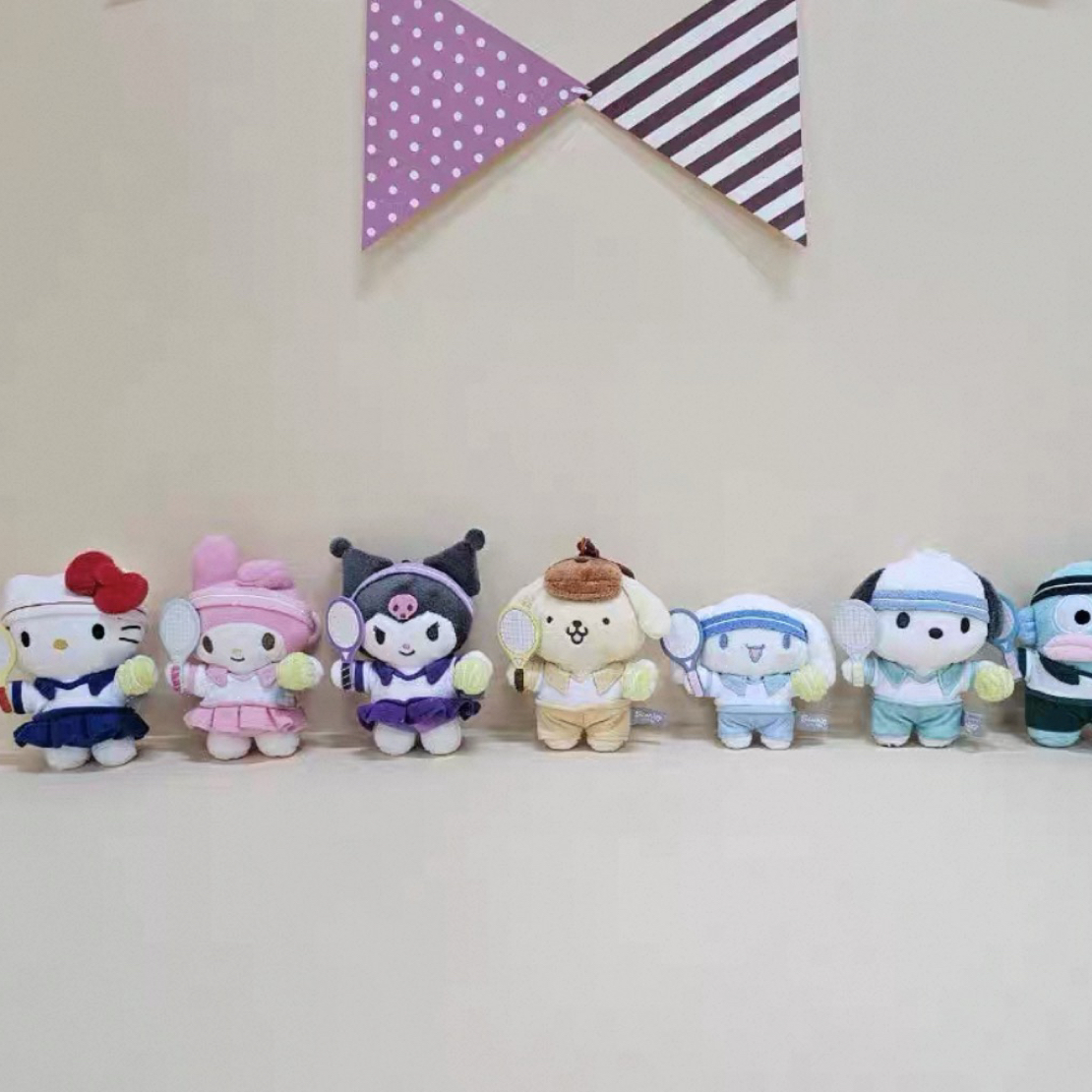 三丽鸥 韩版面包饼干网球系列kitty美乐蒂毛绒玩偶挂件盲