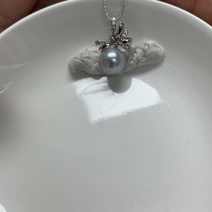 颈饰银S925镶嵌海水珍珠真多麻8-9mm7号