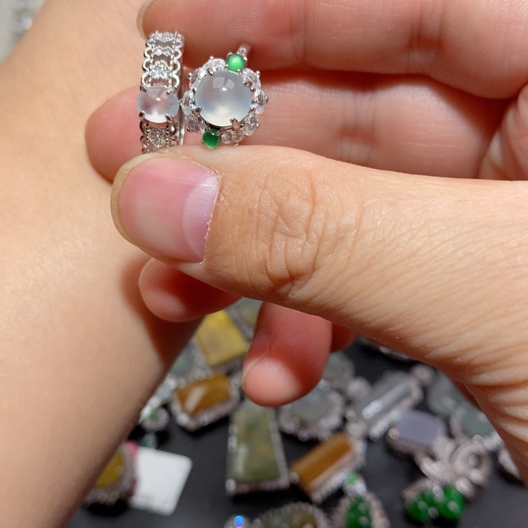 翡翠戒指银S925镶嵌山****?n n k k