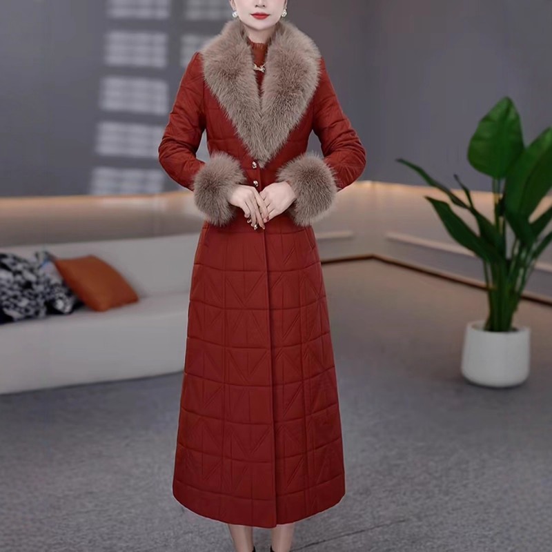 DBF-25B361MJ 新款加厚内胆夹棉大衣气质洋气妈妈装连衣裙 M-5XL