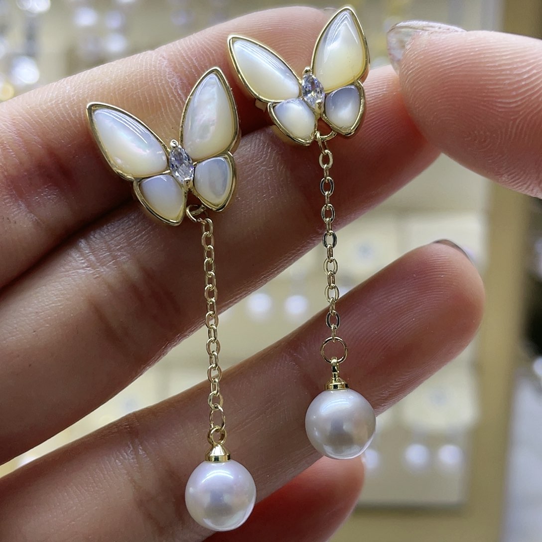 淡水珍珠耳饰银S925镶嵌