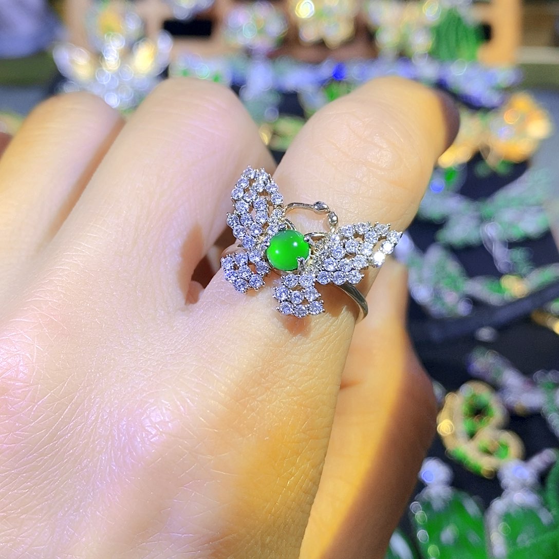 吊坠(不含链)银S925镶嵌翡翠