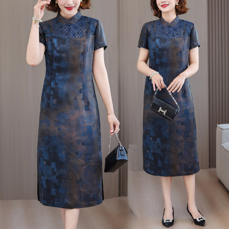 2025新款婚宴装年轻妈妈洋气高贵礼服新中式刺绣旗袍连衣裙夏