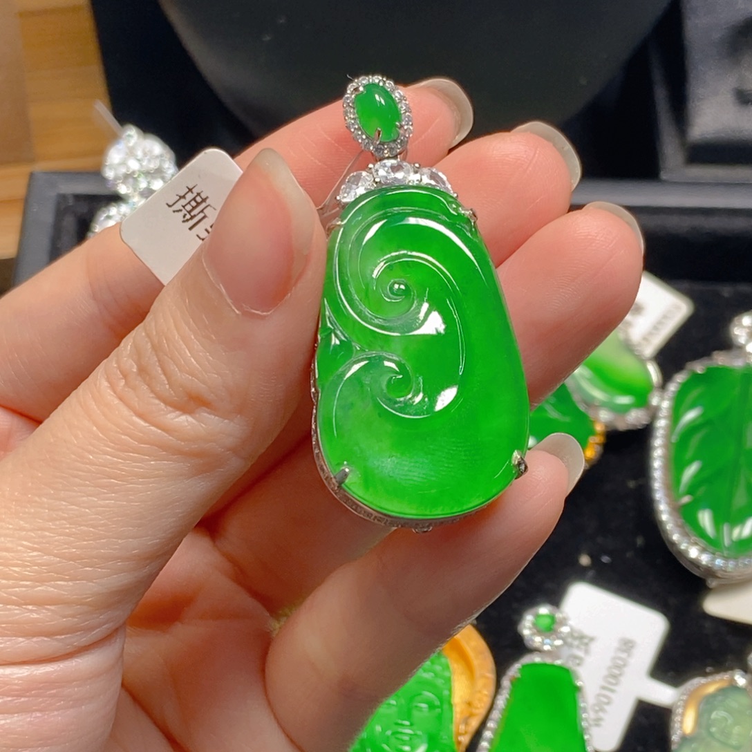 翡翠银S925镶嵌吊坠(不含链)