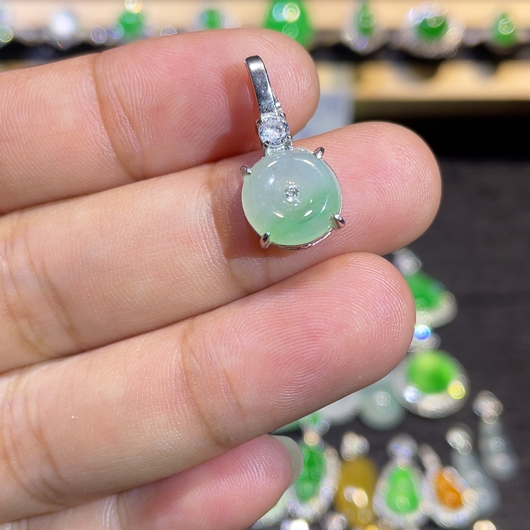 翡翠银S925镶嵌吊坠(不含链)